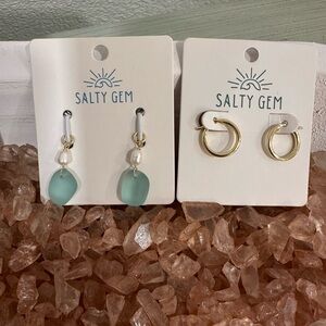 Gold and Green Earrings Set
